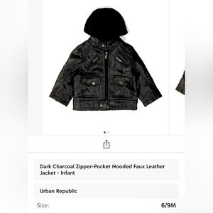 Leather Baby winter coat soft leather size 6/9 month